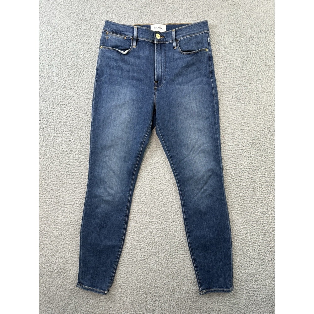 Frame  Le High Skinny Crop Jeans Womens 28 Blue Medium Wash 28x26